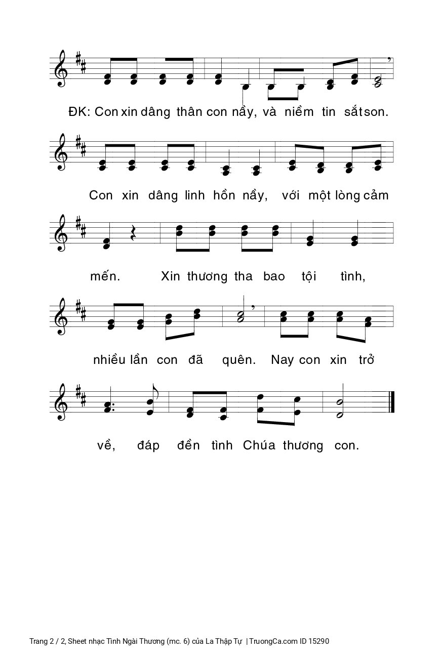Page 2 of Sheet music PDF Tình Ngài Thương (mc. 6) - La Thập Tự
