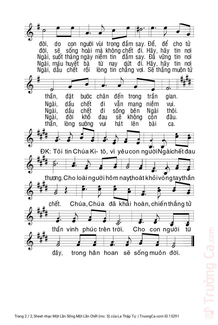 Page 2 of Sheet music PDF Một Lần Sống Một Lần Chết (mc. 5) - La Thập Tự