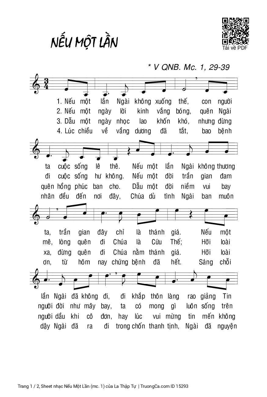 Sheet PDF of Nếu Một Lần (mc. 1)