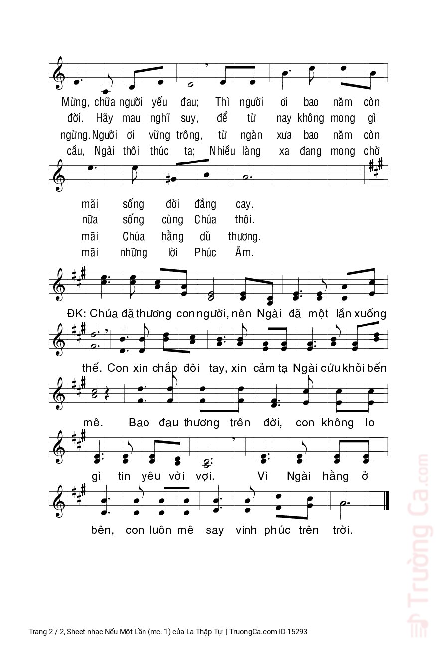 Page 2 of Sheet music PDF Nếu Một Lần (mc. 1) - La Thập Tự