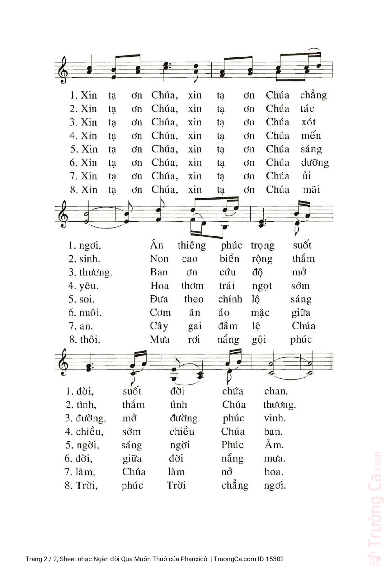 Page 2 of Sheet music PDF Ngàn đời Qua Muôn Thuở - Phanxicô