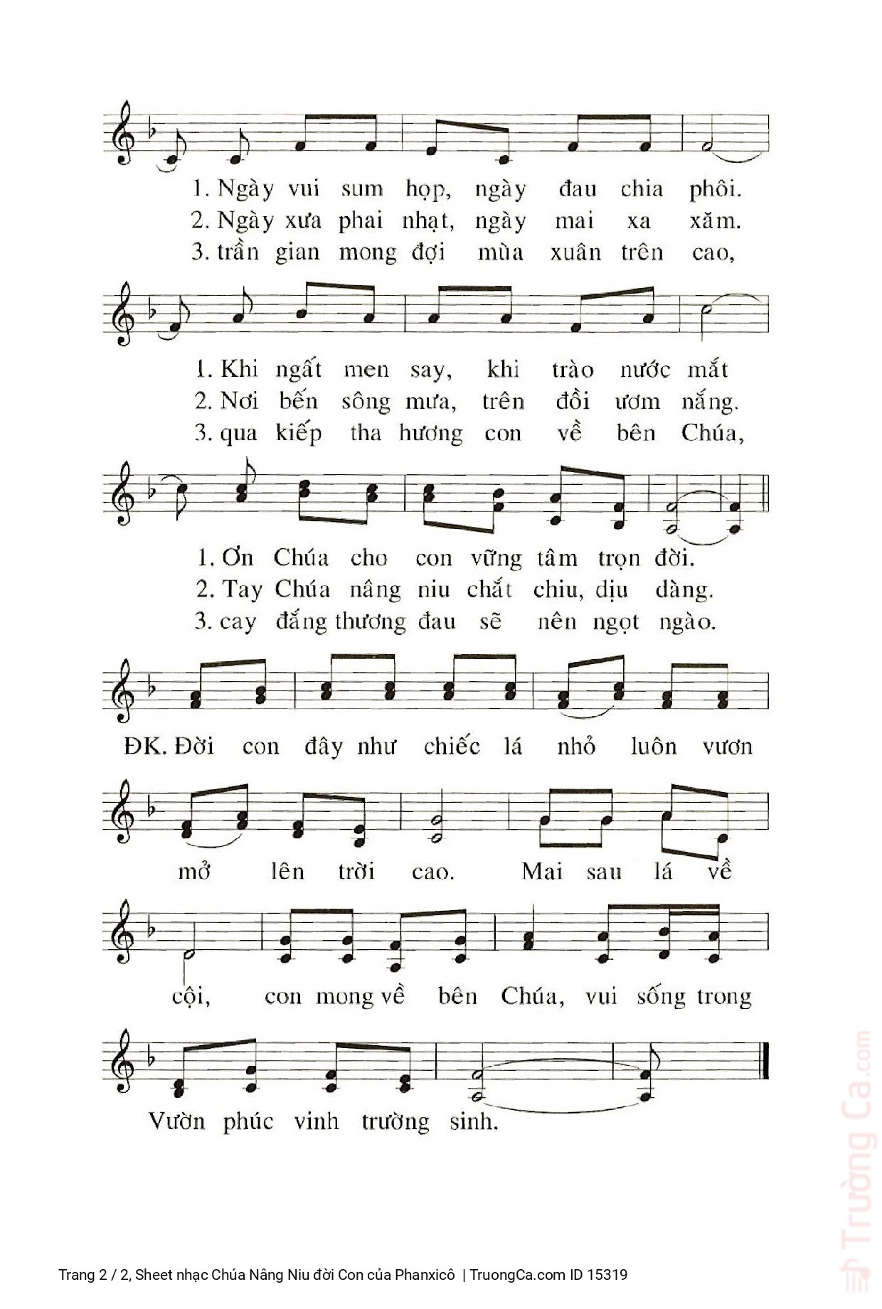 Page 2 of Sheet music PDF Chúa Nâng Niu đời Con - Phanxicô
