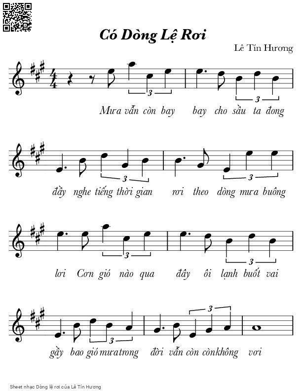 Sheet PDF of Dòng lệ rơi