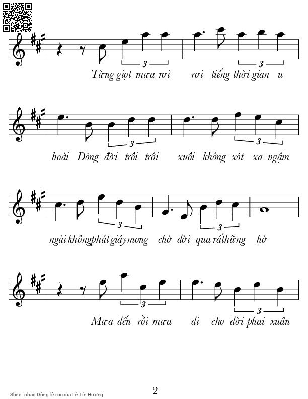 Page 2 of Sheet music PDF Dòng lệ rơi - Lê Tín Hương