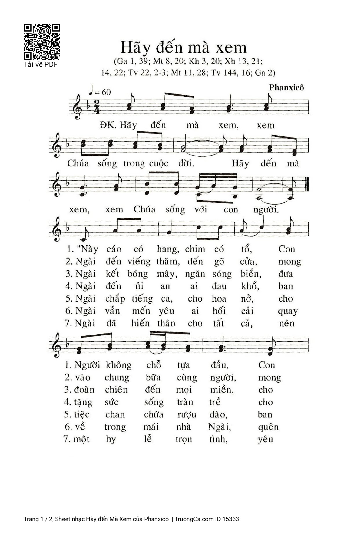 Sheet PDF of Hãy đến Mà Xem