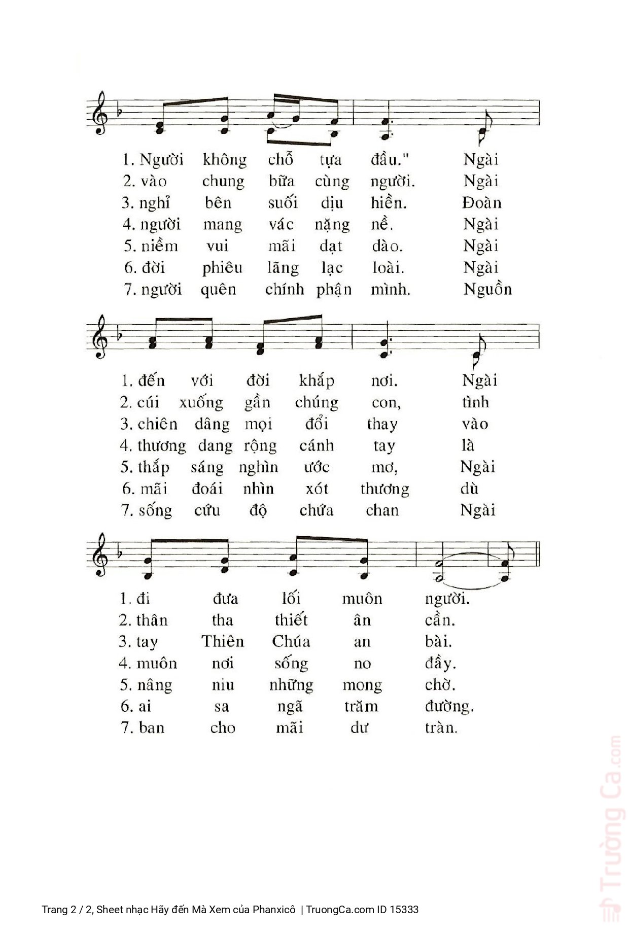 Page 2 of Sheet music PDF Hãy đến Mà Xem - Phanxicô