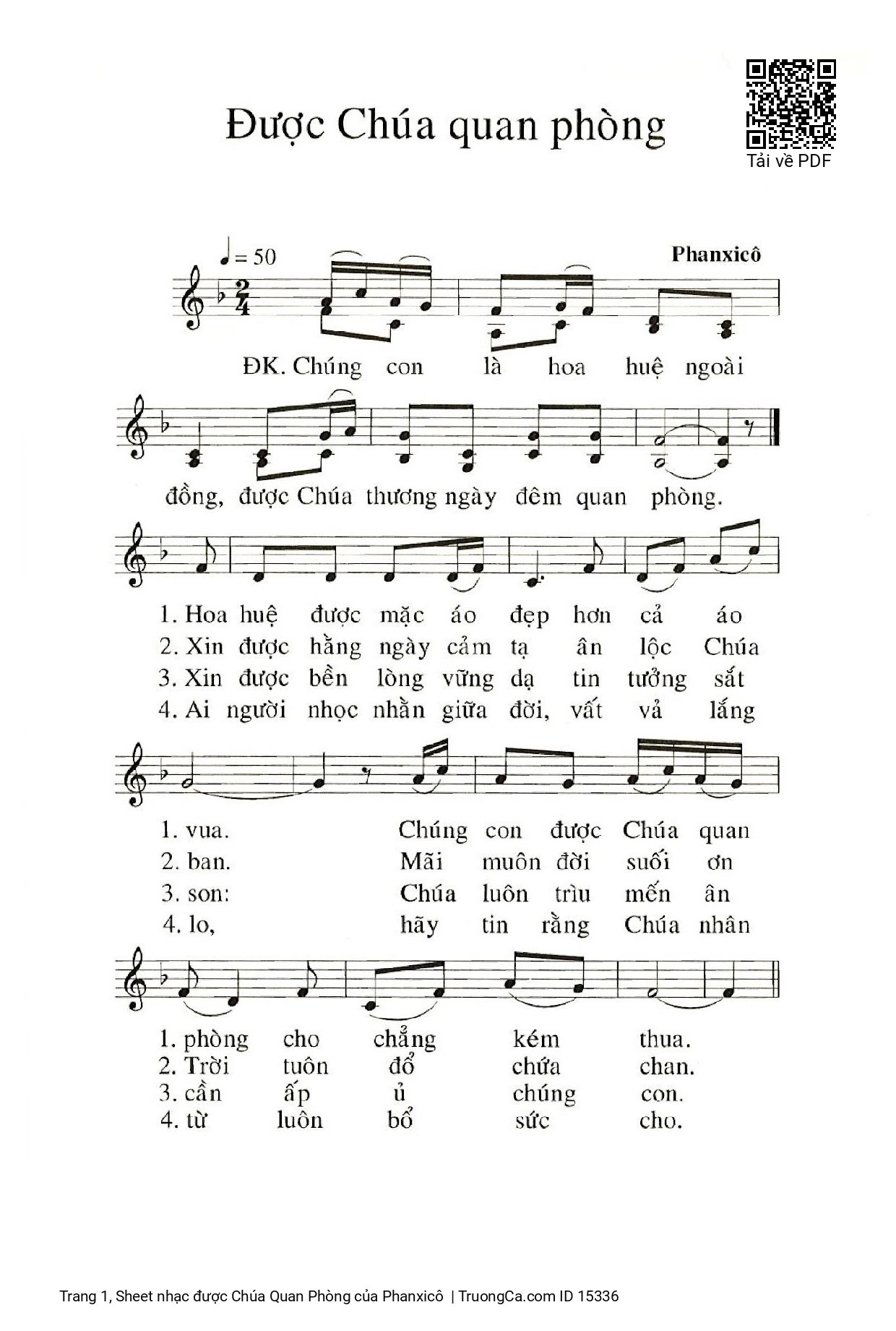 Sheet PDF of được Chúa Quan Phòng