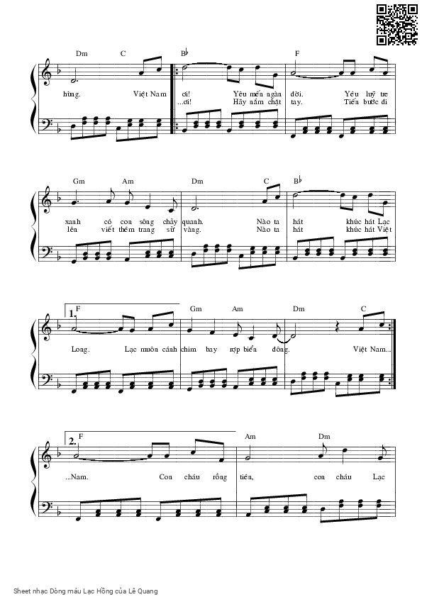 Page 3 of Sheet music PDF Piano Dòng máu Lạc Hồng - Lê Quang