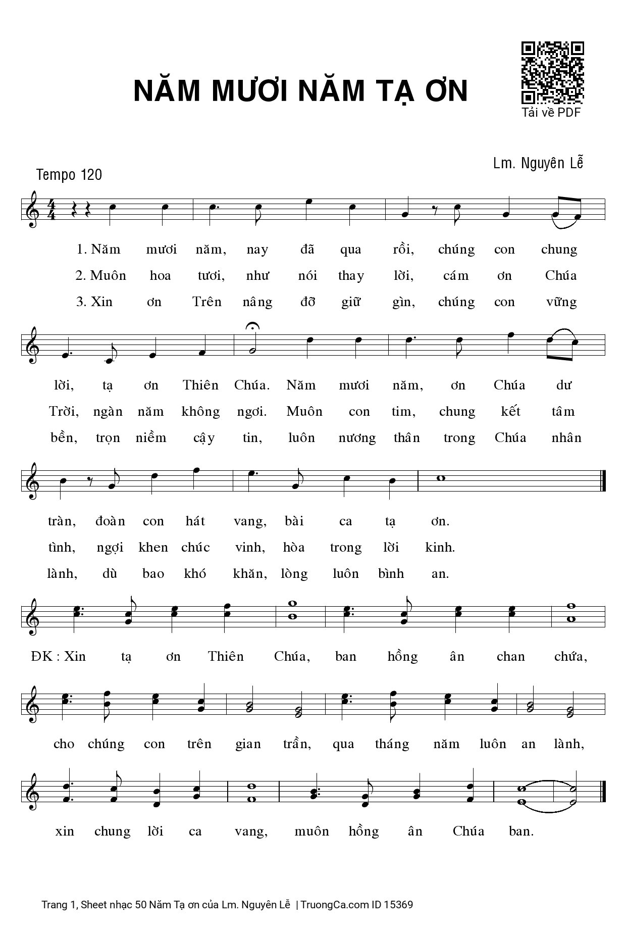 Page 1 of Sheet music PDF 50 Năm Tạ ơn - Lm. Nguyên Lễ