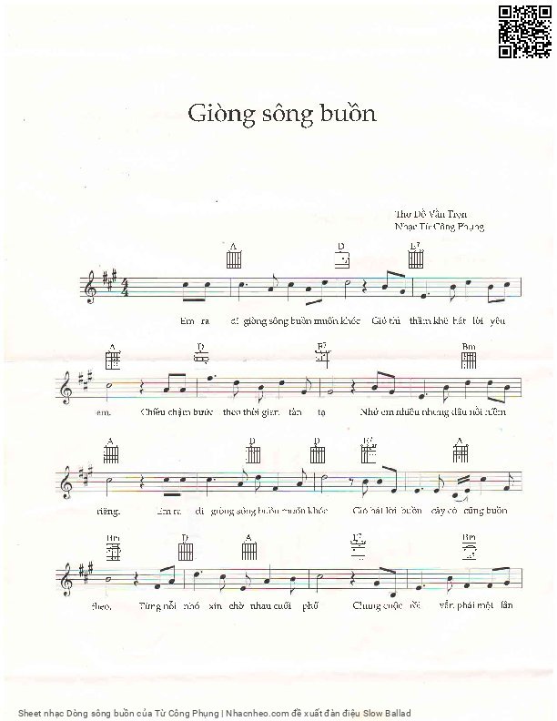 Page 1 of Sheet music PDF Dòng sông buồn - Từ Công Phụng