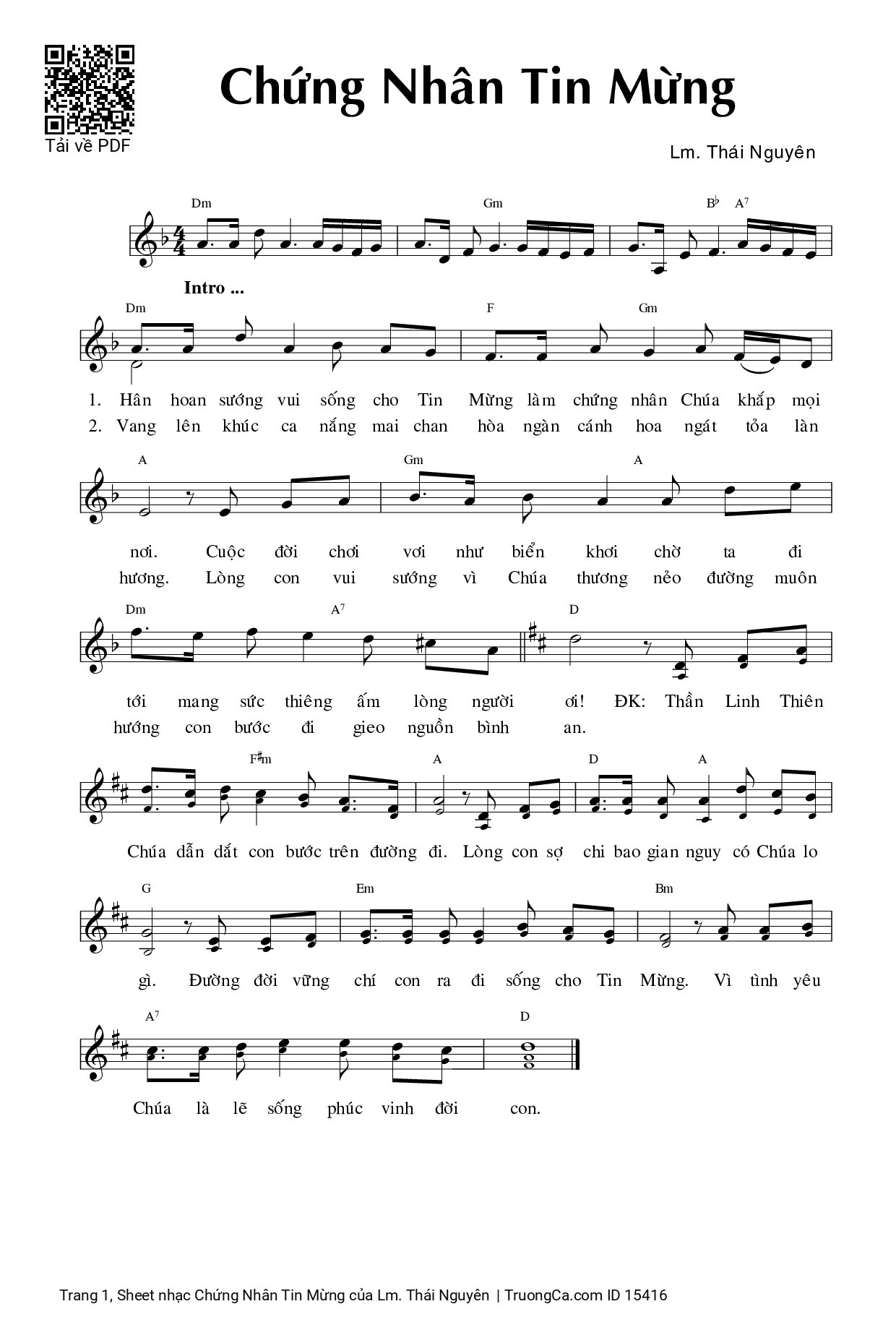 Sheet PDF of Chứng Nhân Tin Mừng