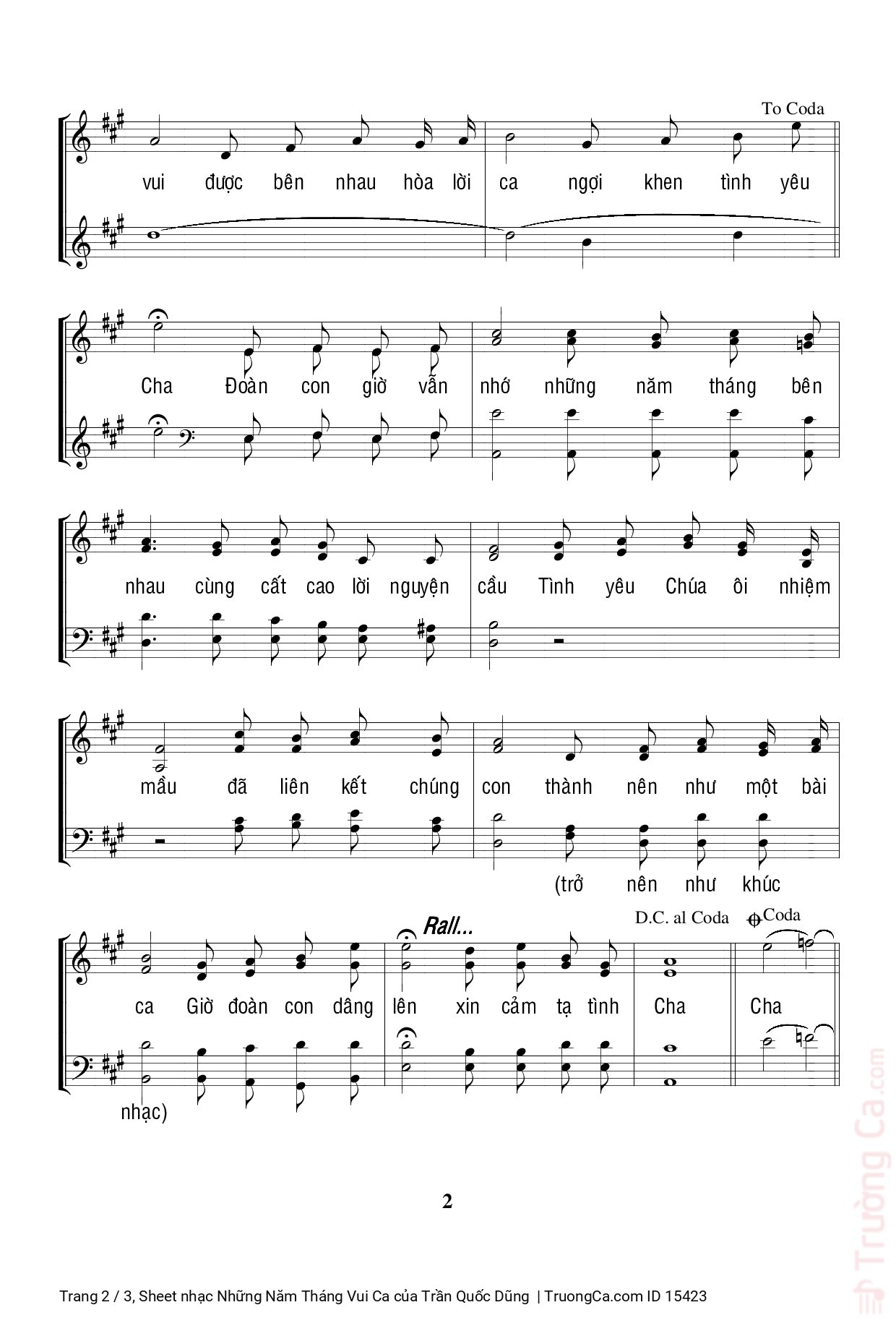 Page 2 of Sheet music PDF Những Năm Tháng Vui Ca - Trần Quốc Dũng