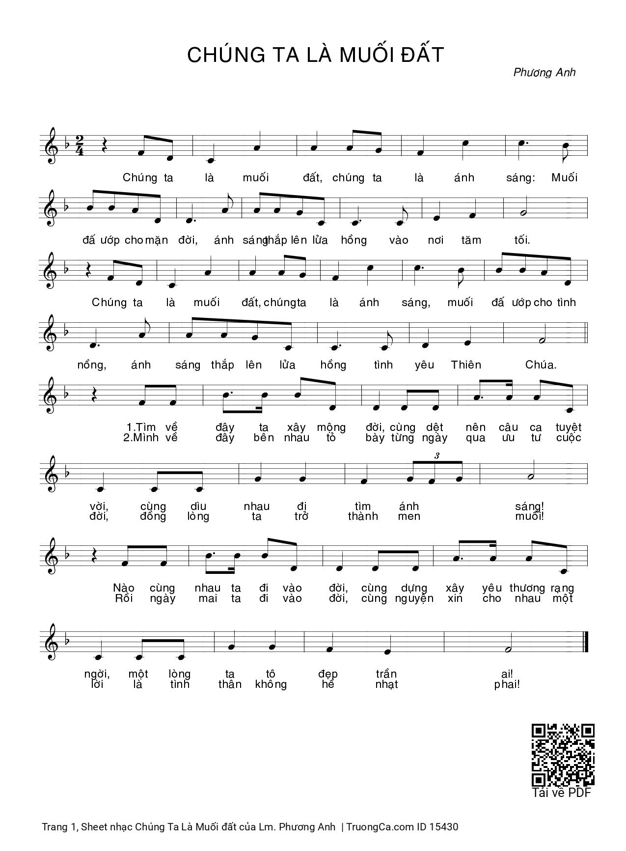Page 1 of Sheet music PDF Chúng Ta Là Muối đất - Lm. Phương Anh