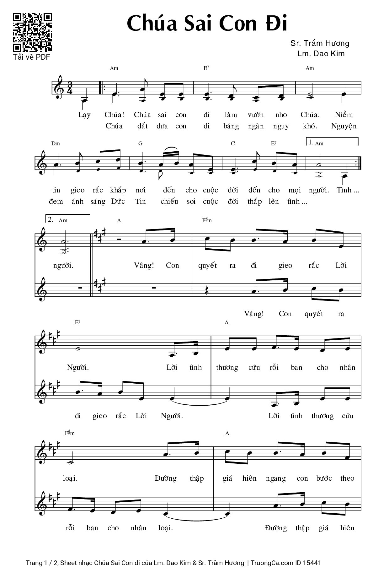 Sheet PDF of Chúa Sai Con đi