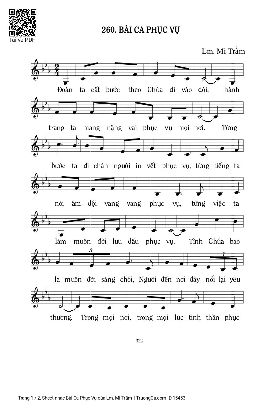 Bài Ca Phục Vụ Lm Mi Trầm Đoàn ta cất bước theo Chúa đi vào đời, Trang 1