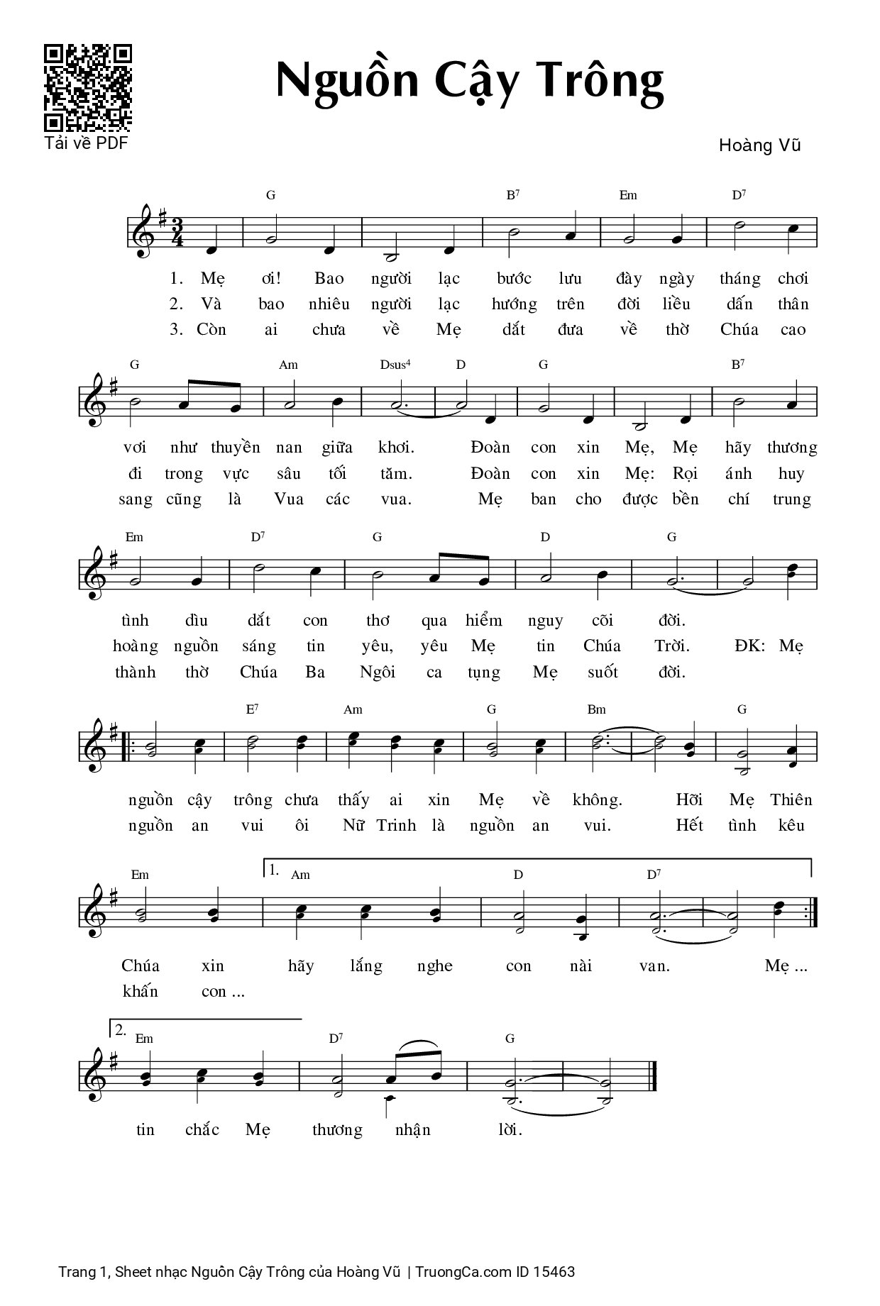 Sheet PDF of Nguồn Cậy Trông