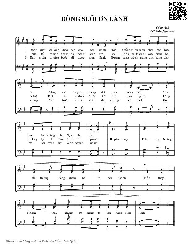 Sheet PDF of Dòng suối ơn lành