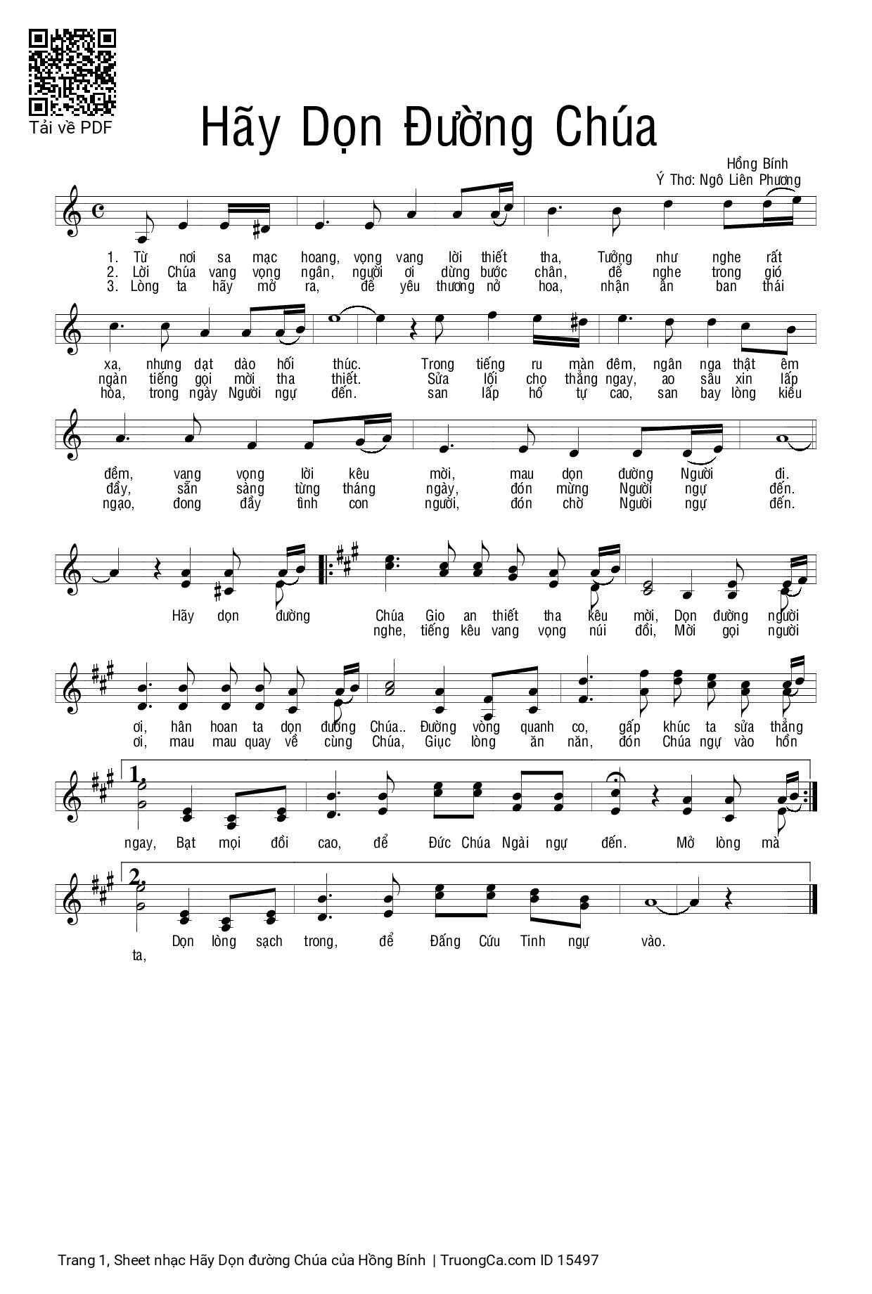 Sheet PDF of Hãy Dọn đường Chúa