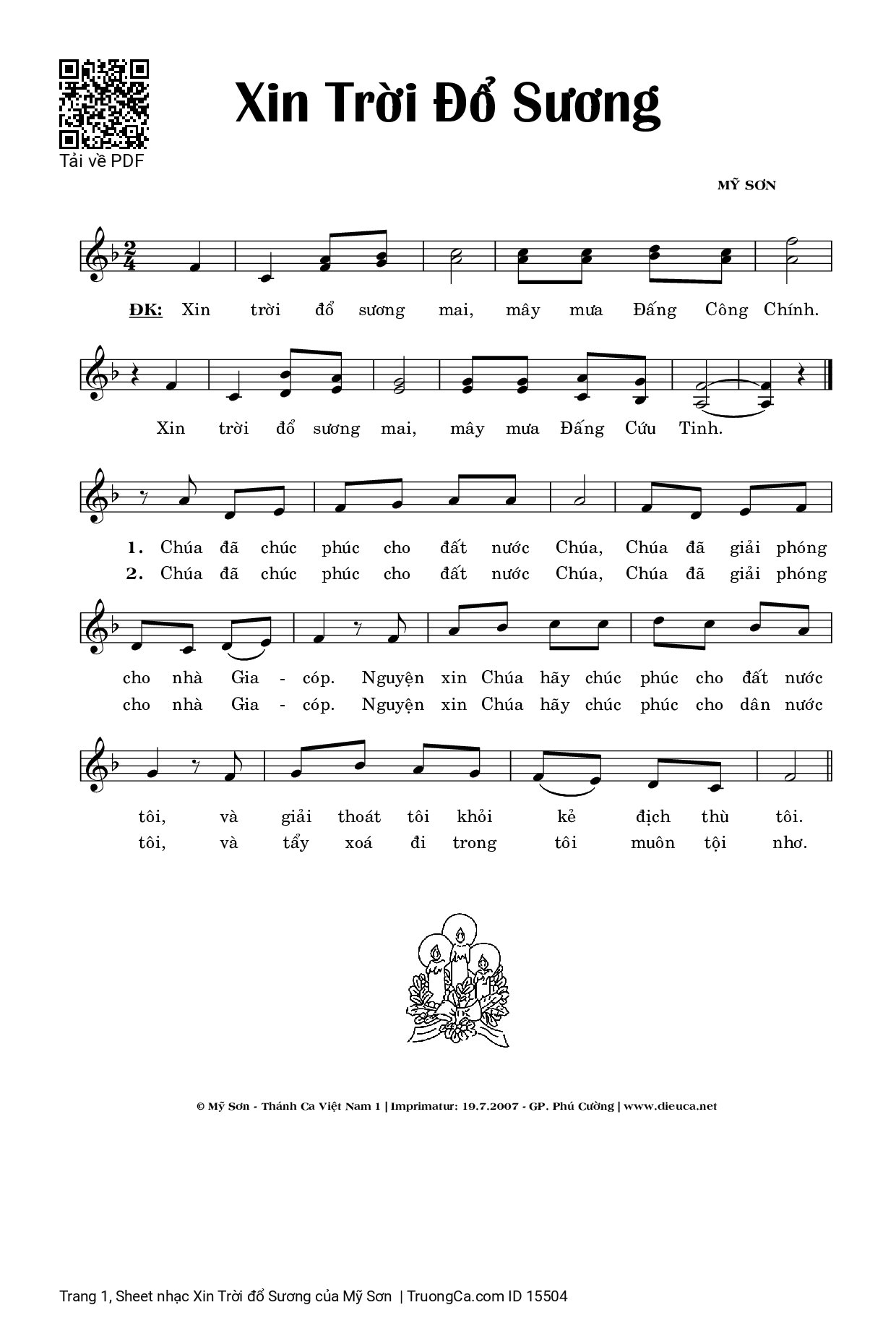 Sheet PDF of Xin Trời đổ Sương