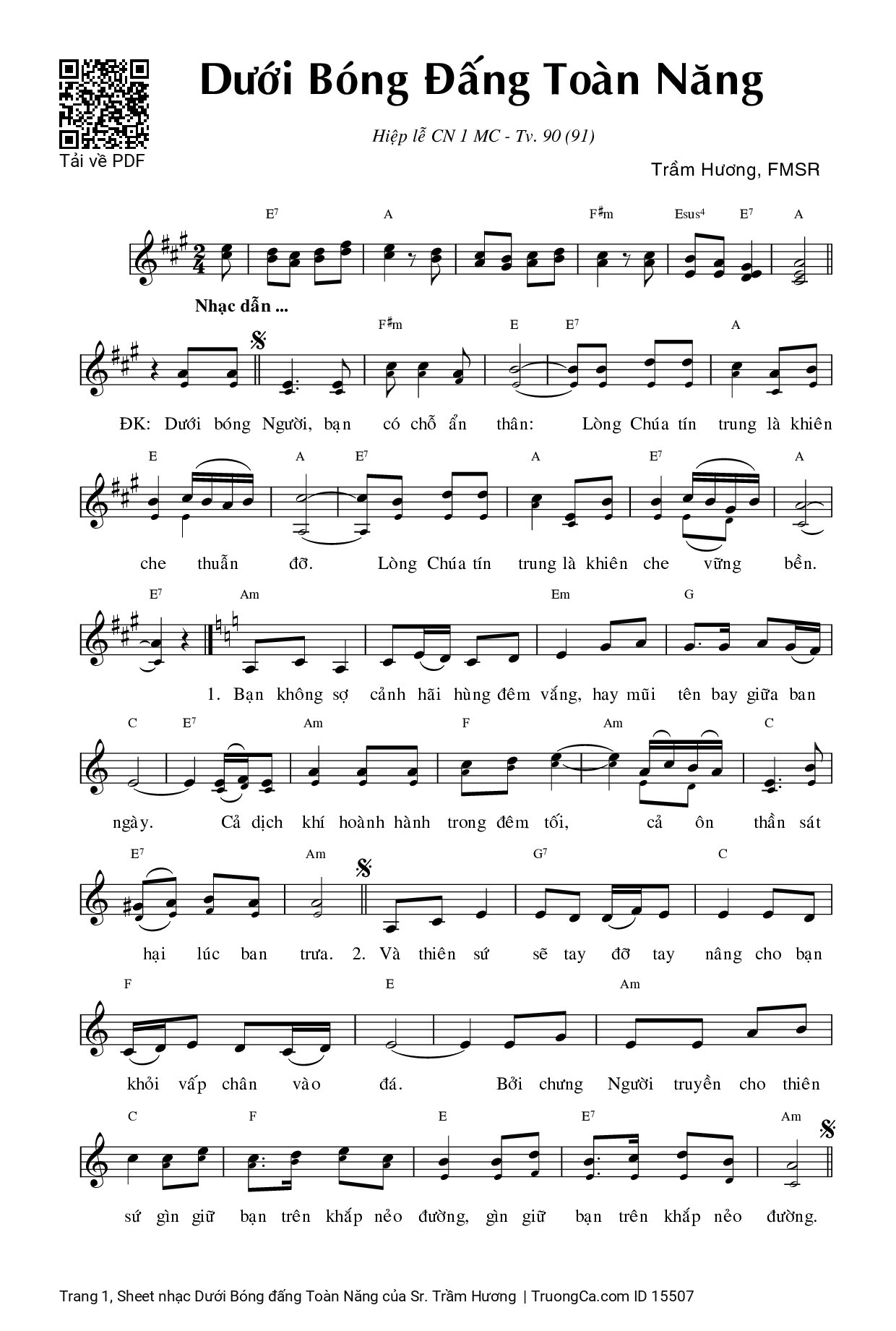 Sheet PDF of Dưới Bóng đấng Toàn Năng