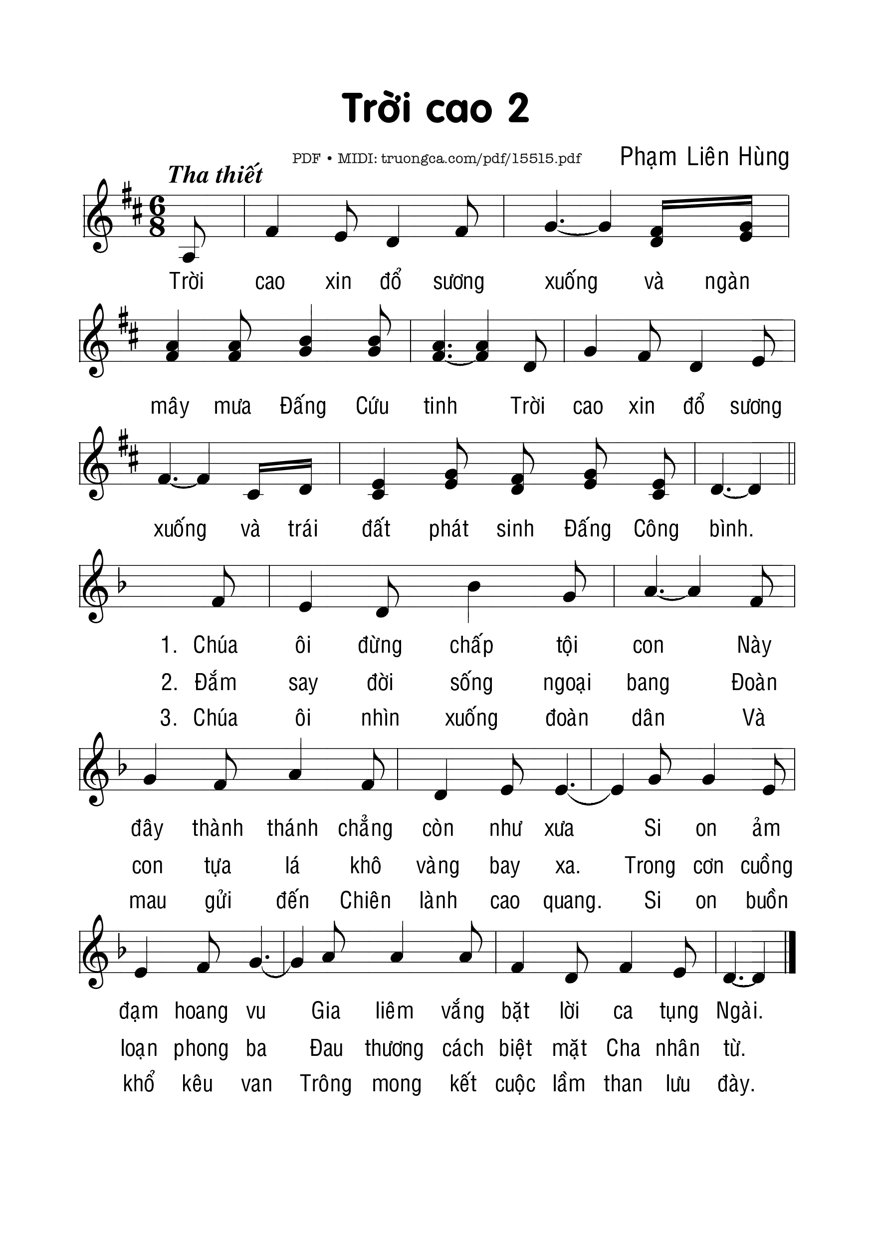 Sheet PDF of Trời Cao 2 - Lm. Phạm Liên Hùng