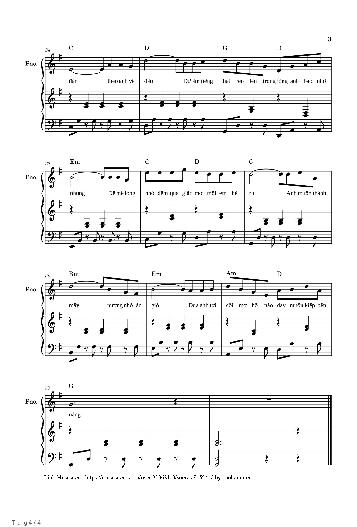 Page 4 of Sheet music PDF Piano Dư âm - Nguyễn Văn Tý
