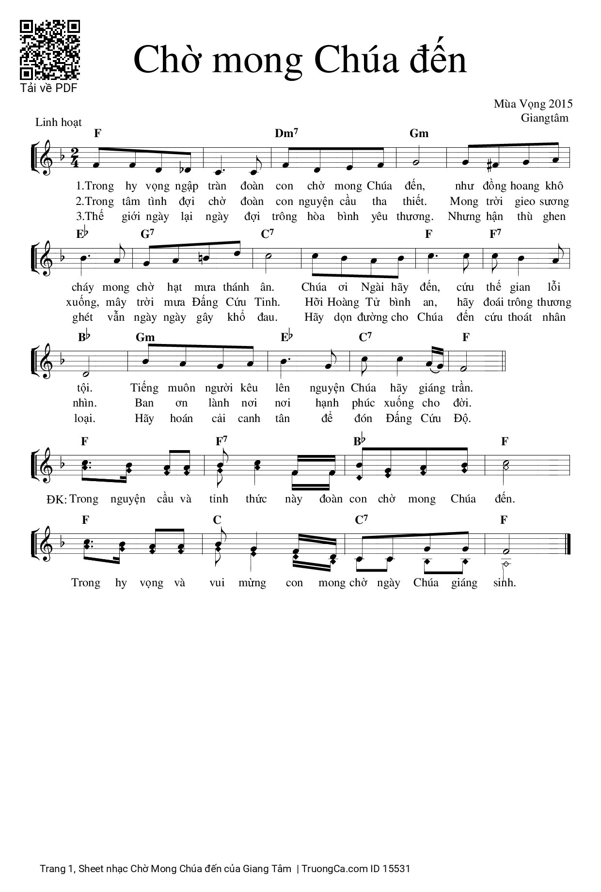 Sheet PDF of Chờ Mong Chúa đến