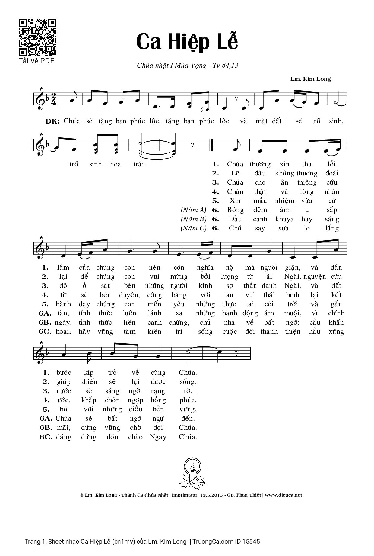 Sheet PDF of Ca Hiệp Lễ (cn1mv)