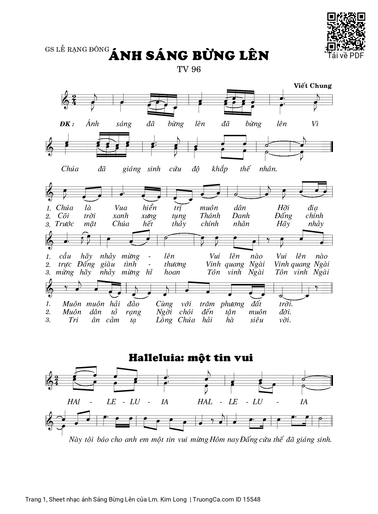 Sheet PDF of ánh Sáng Bừng Lên