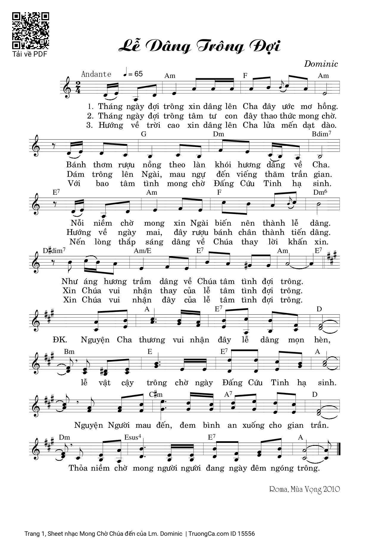 Sheet PDF of Mong Chờ Chúa đến