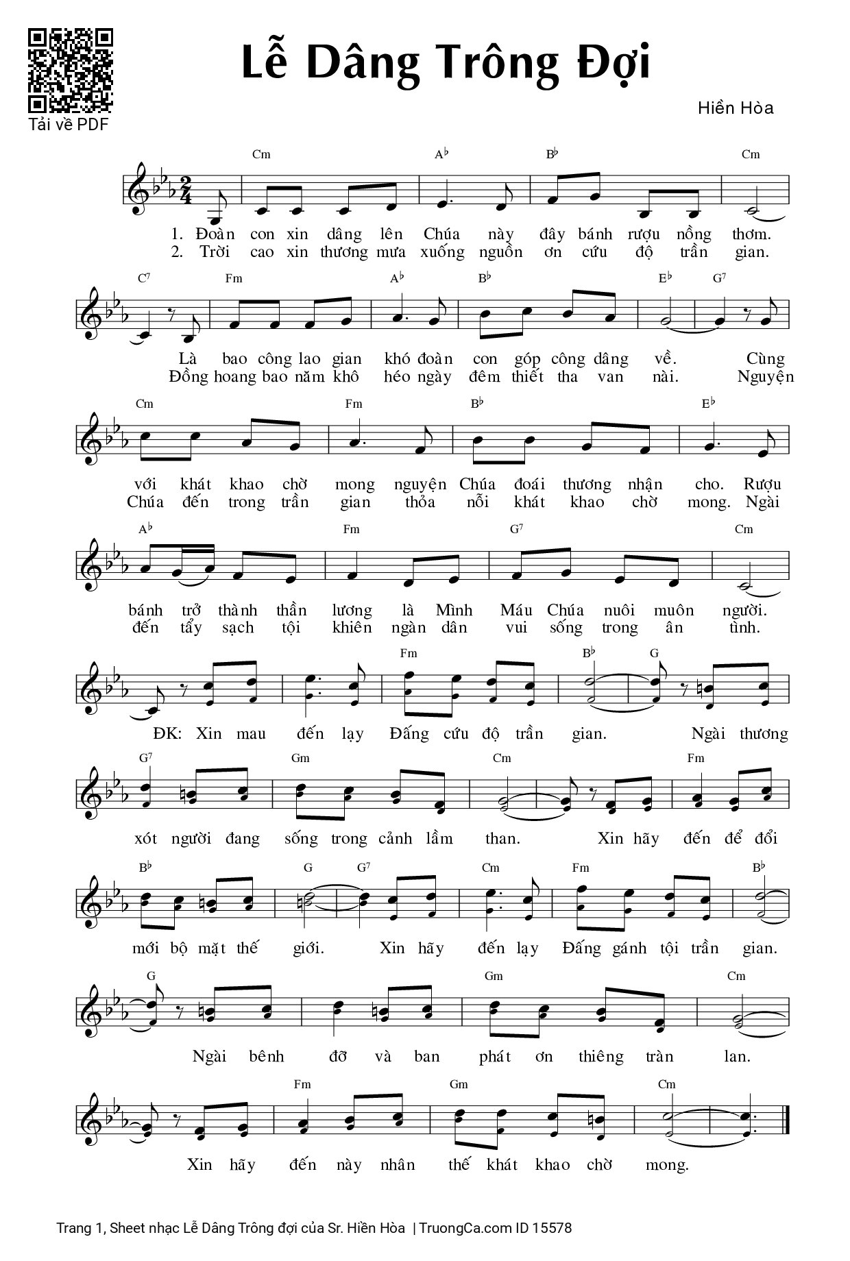 Sheet PDF of Lễ Dâng Trông đợi