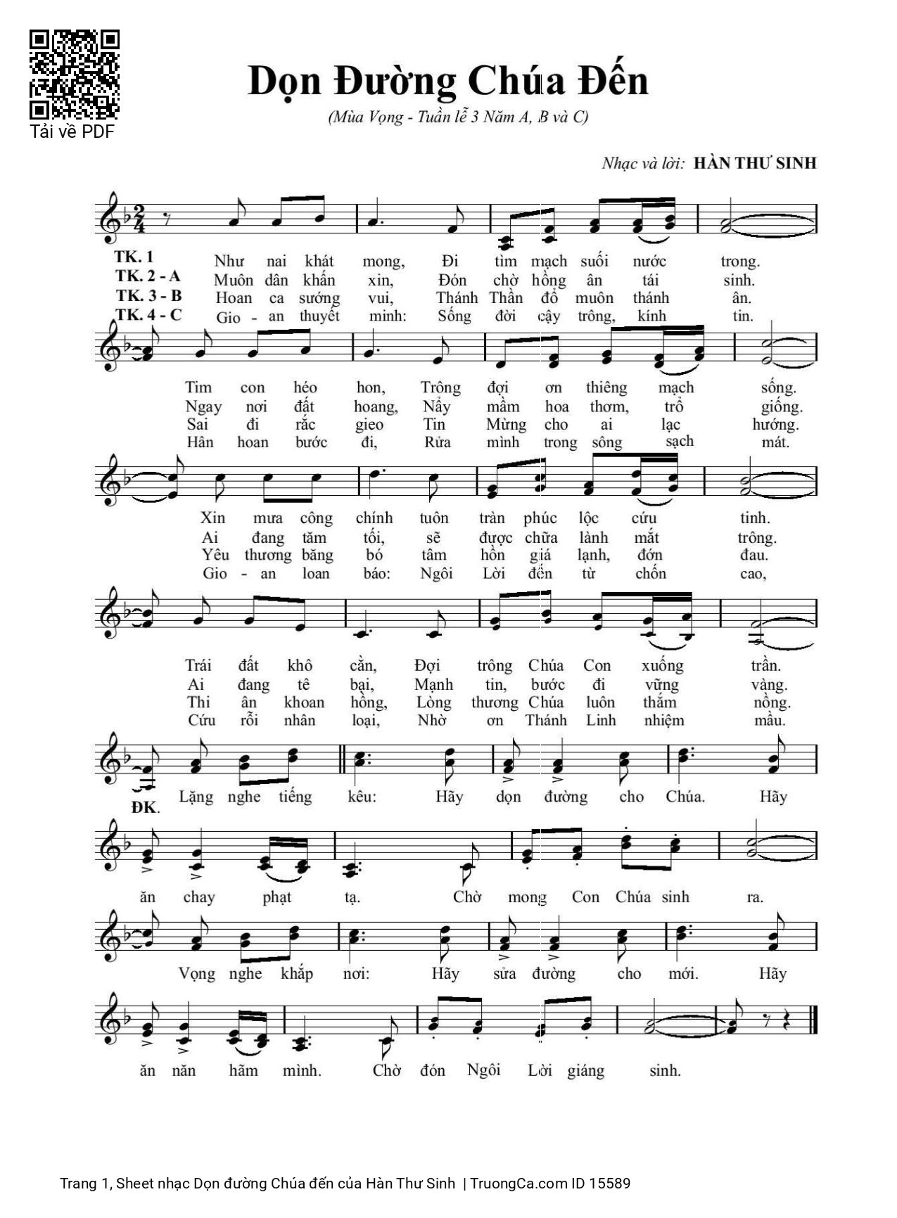 Sheet PDF of Dọn đường Chúa đến