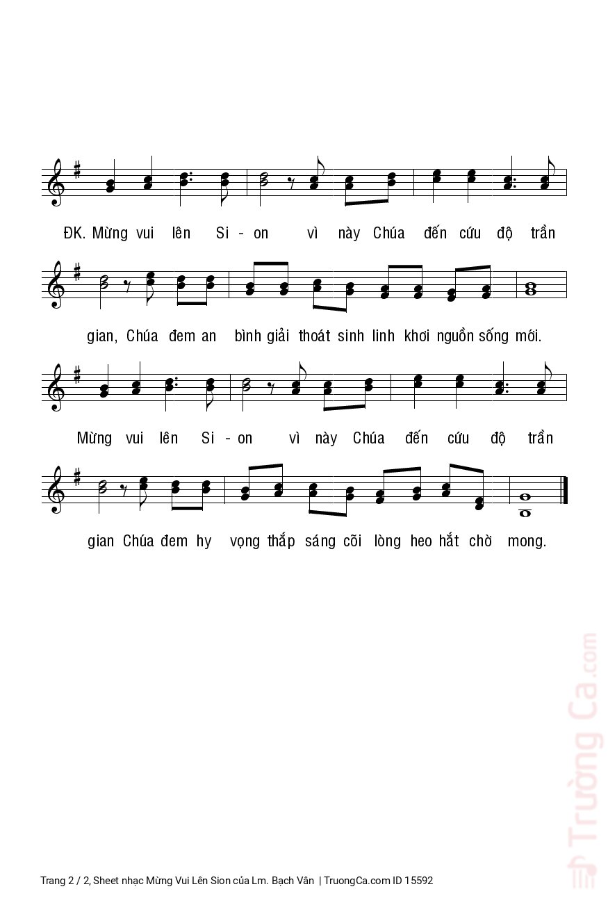 Page 2 of Sheet music PDF Mừng Vui Lên Sion - Lm. Bạch Vân