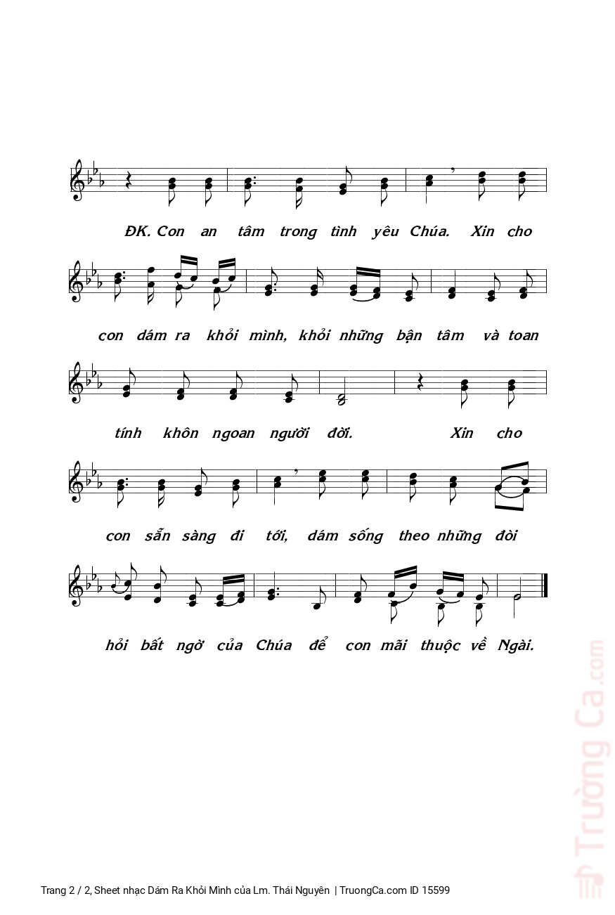 Page 2 of Sheet music PDF Dám Ra Khỏi Mình - Lm. Thái Nguyên