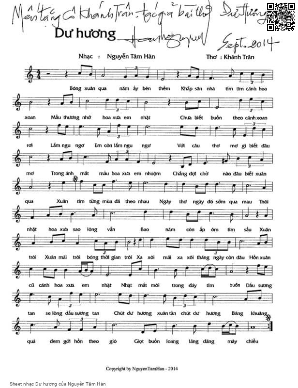 Sheet PDF of Dư hương - Nguyễn Tâm Hàn