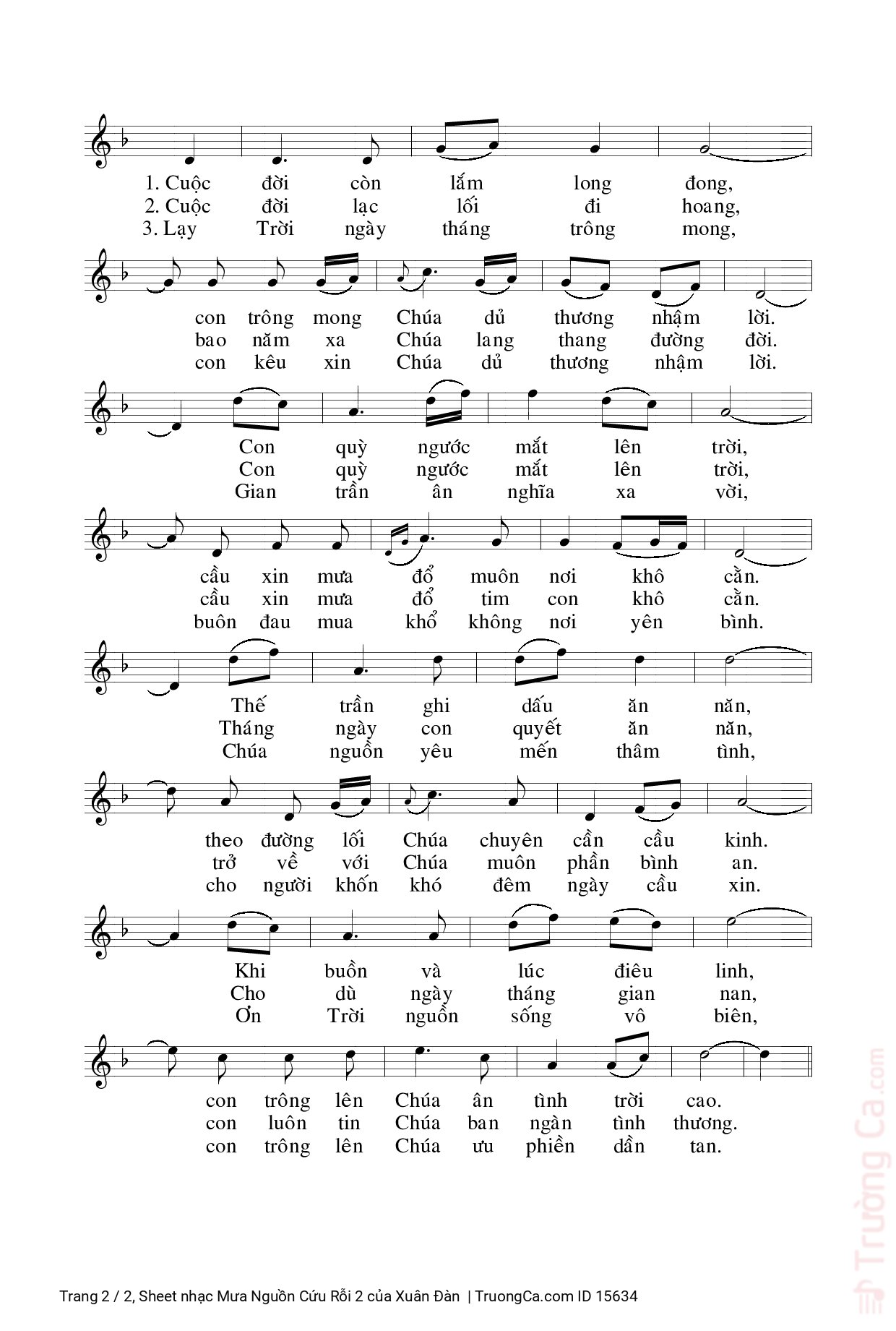 Page 2 of Sheet music PDF Mưa Nguồn Cứu Rỗi 2 - Xuân Đàn