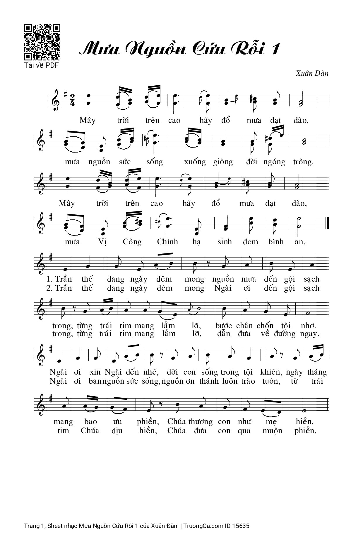 Sheet PDF of Mưa Nguồn Cứu Rỗi 1