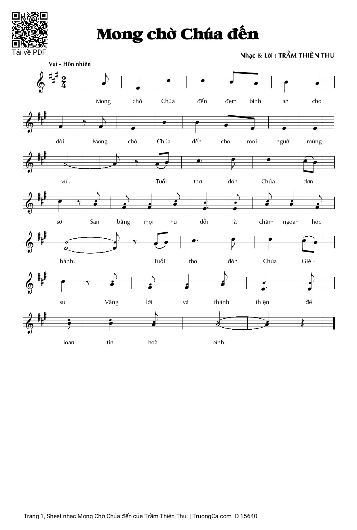 Sheet PDF of Mong Chờ Chúa đến