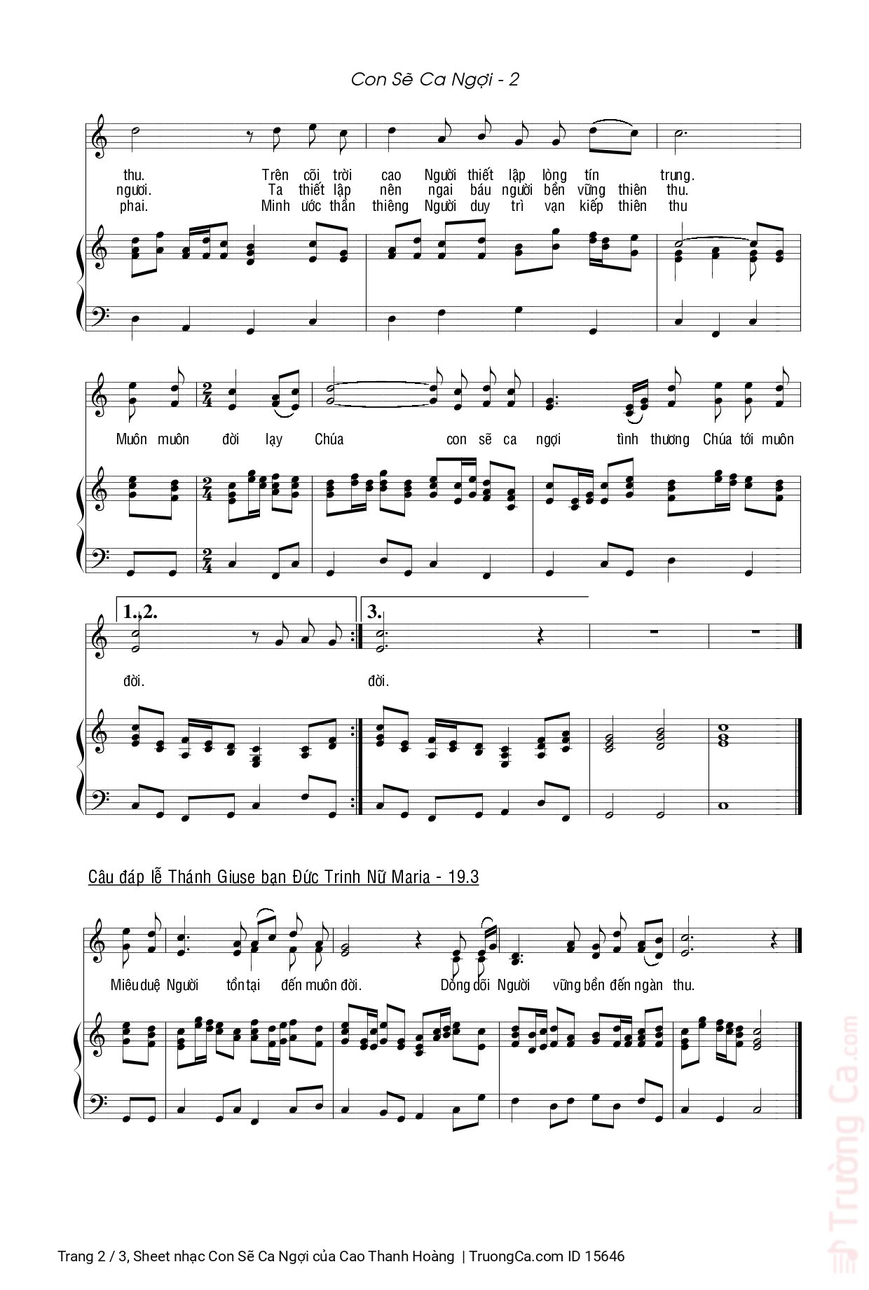 Page 2 of Sheet music PDF Con Sẽ Ca Ngợi - Cao Thanh Hoàng