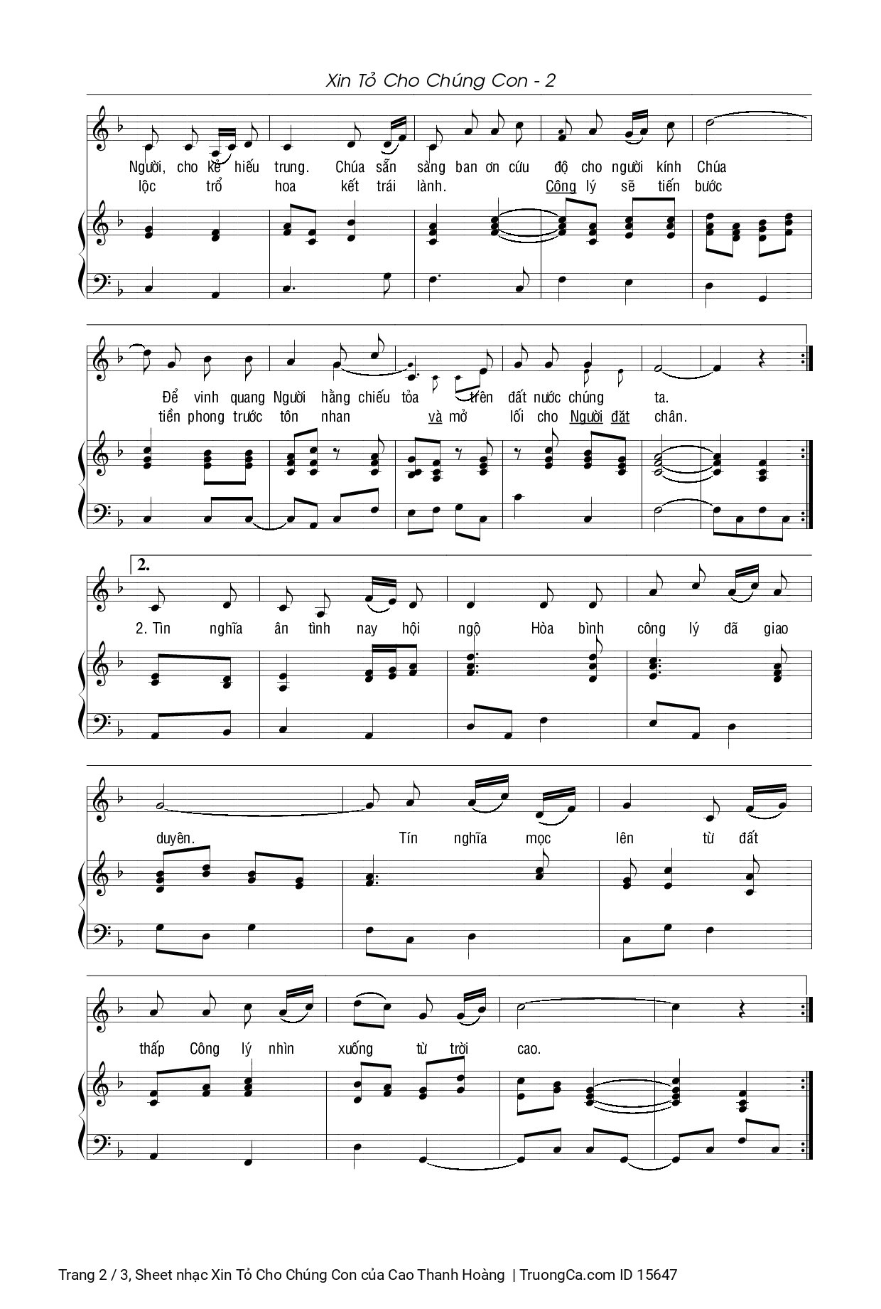 Page 2 of Sheet music PDF Xin Tỏ Cho Chúng Con Piano - Cao Thanh Hoàng