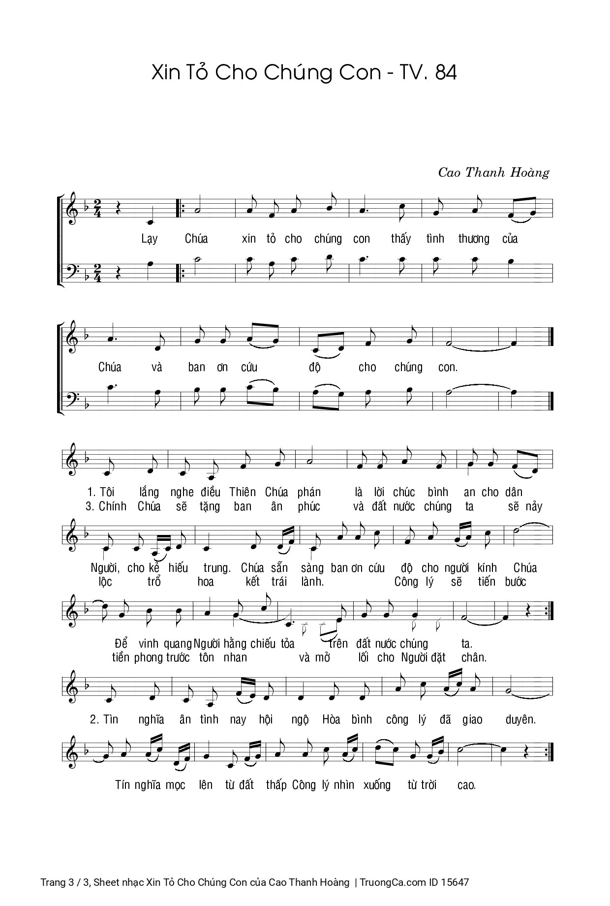 Page 3 of Sheet music PDF Xin Tỏ Cho Chúng Con Piano - Cao Thanh Hoàng
