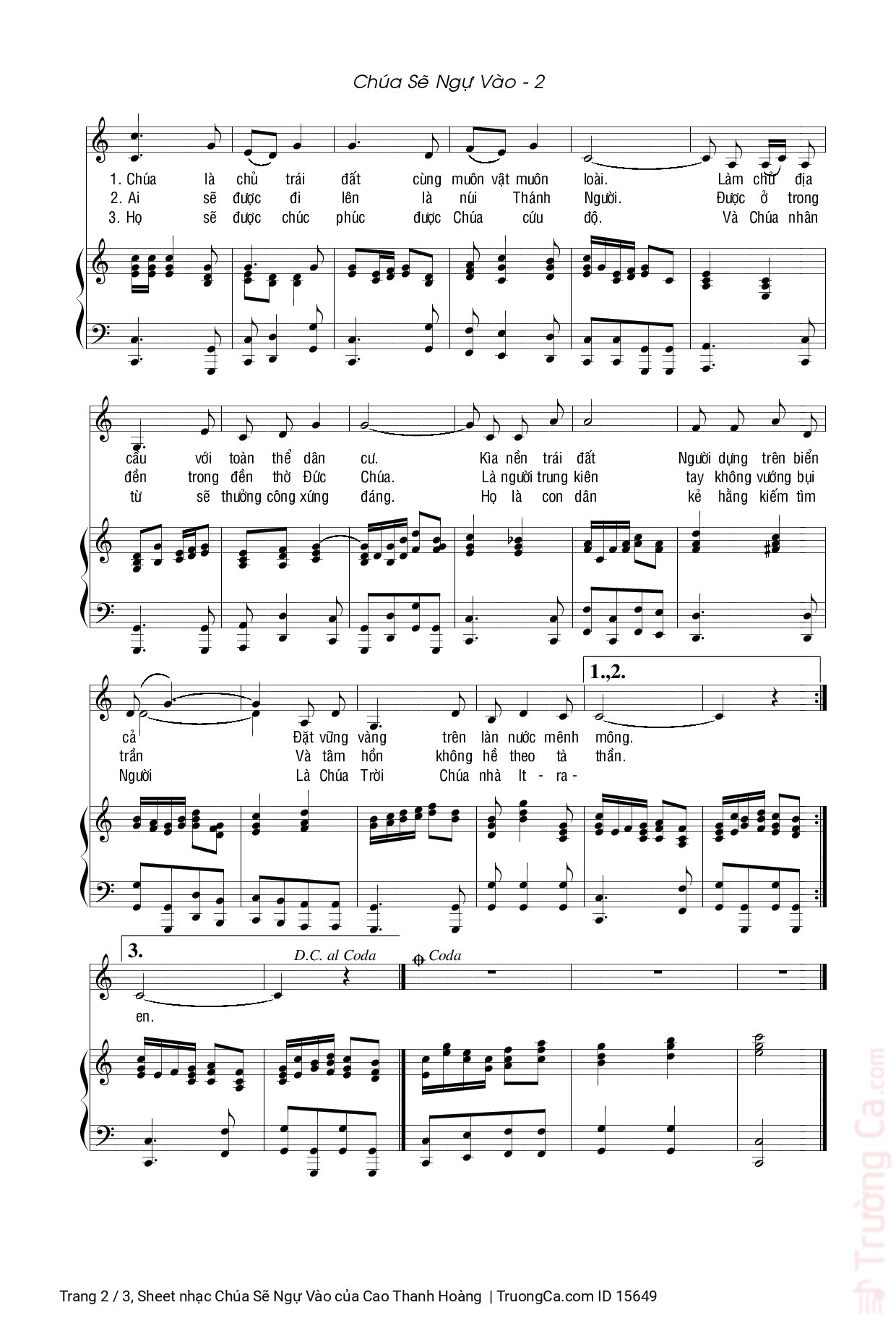 Page 2 of Sheet music PDF Chúa Sẽ Ngự Vào - Cao Thanh Hoàng