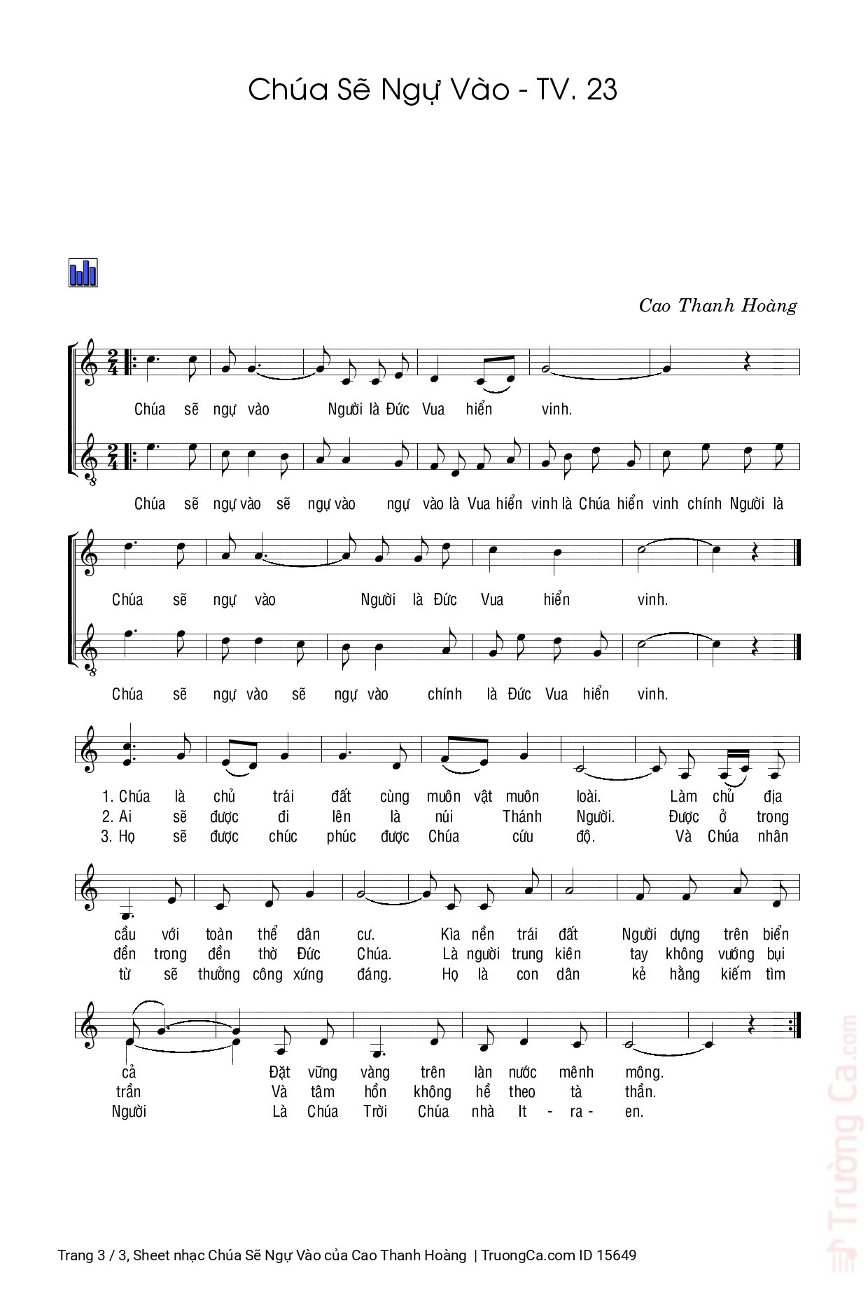 Page 3 of Sheet music PDF Chúa Sẽ Ngự Vào - Cao Thanh Hoàng