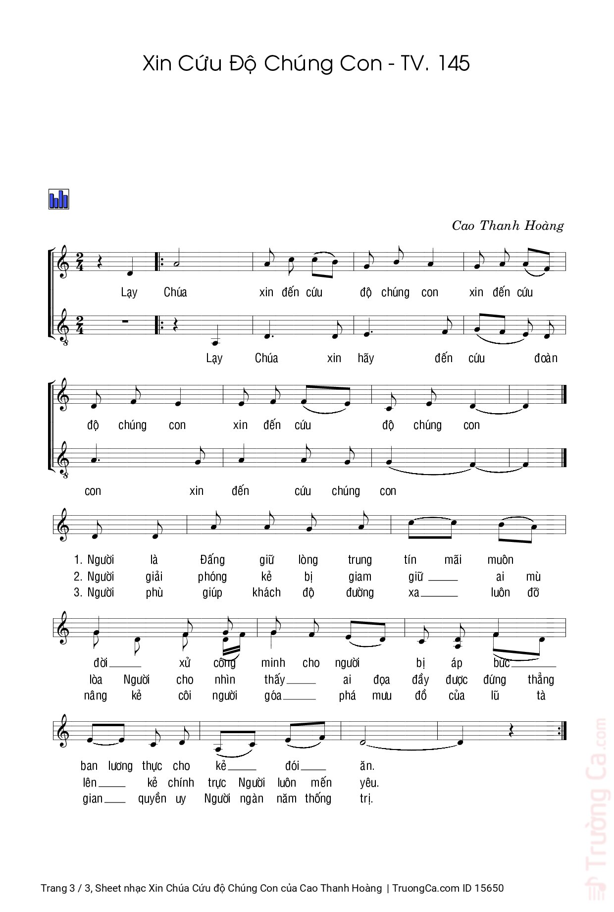 Page 3 of Sheet music PDF Xin Chúa Cứu độ Chúng Con - Cao Thanh Hoàng