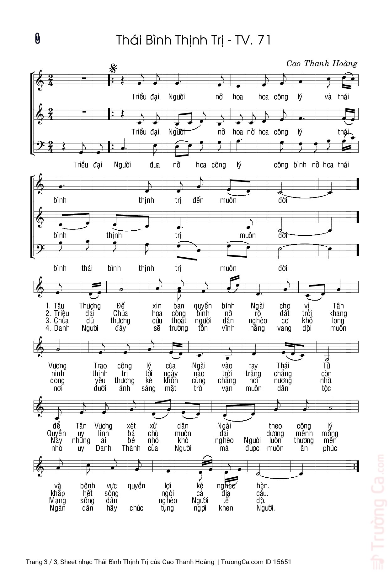 Page 3 of Sheet music PDF Thái Bình Thịnh Trị - Cao Thanh Hoàng