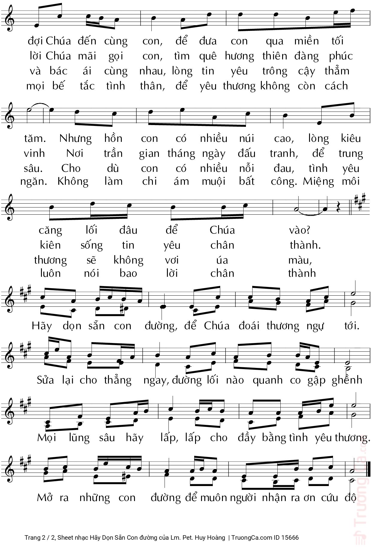 Page 2 of Sheet music PDF Hãy Dọn Sẵn Con đường - Lm. Pet. Huy Hoàng