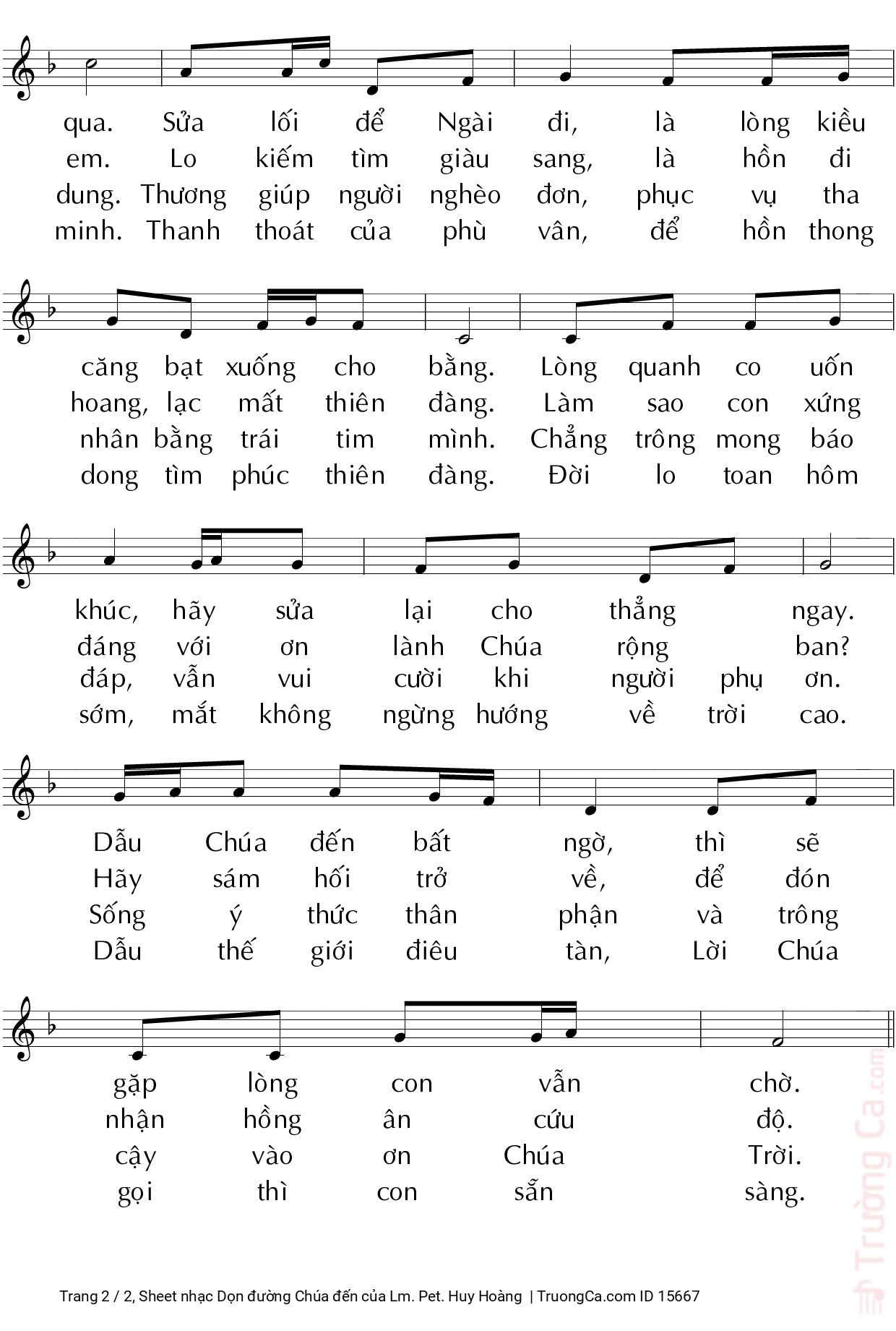 Page 2 of Sheet music PDF Dọn đường Chúa đến - Lm. Pet. Huy Hoàng