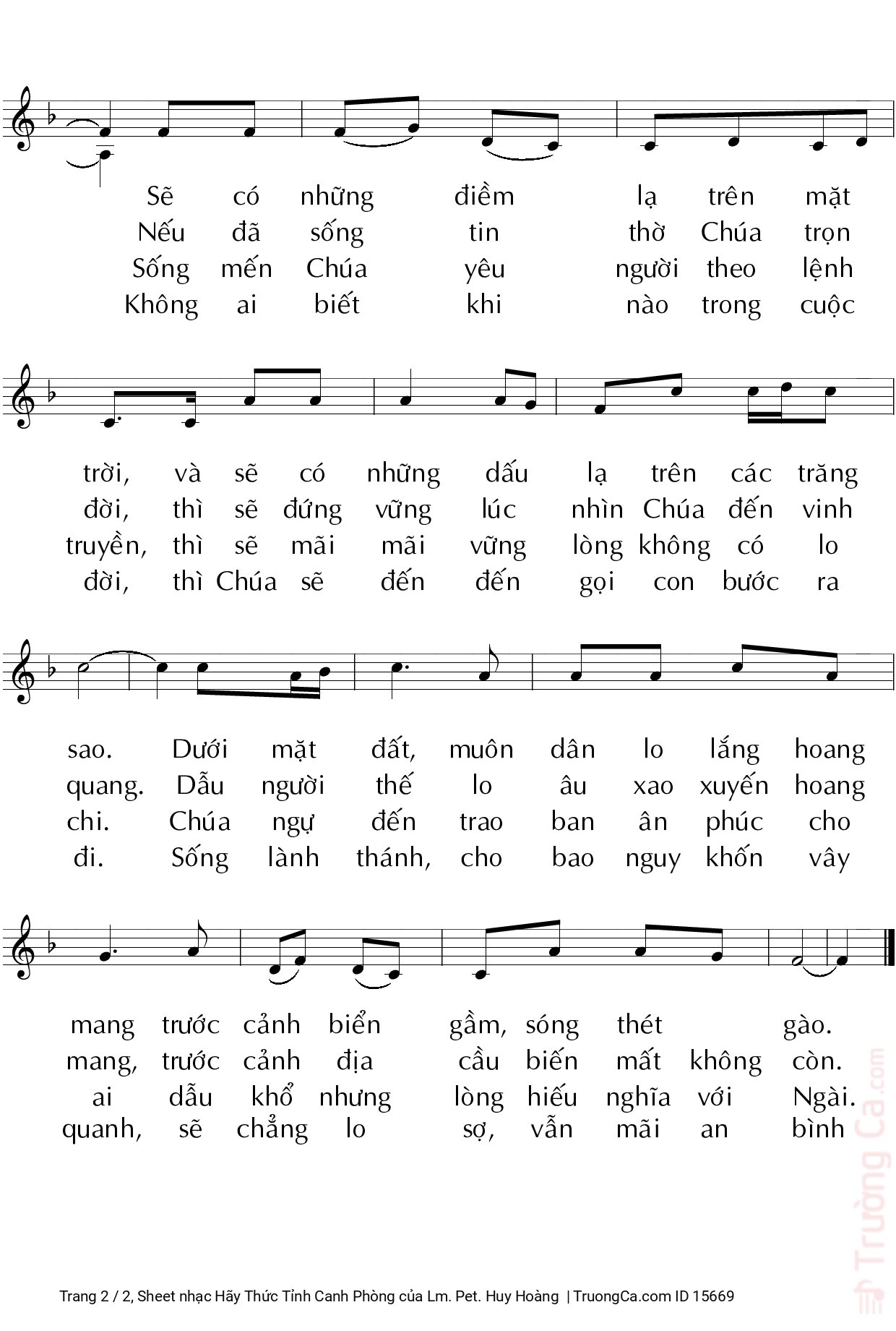 Page 2 of Sheet music PDF Hãy Thức Tỉnh Canh Phòng - Lm. Pet. Huy Hoàng