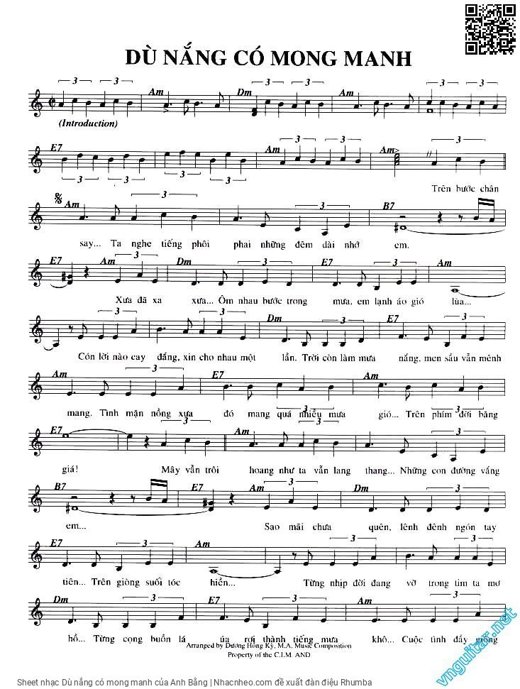 Sheet PDF of Dù nắng có mong manh