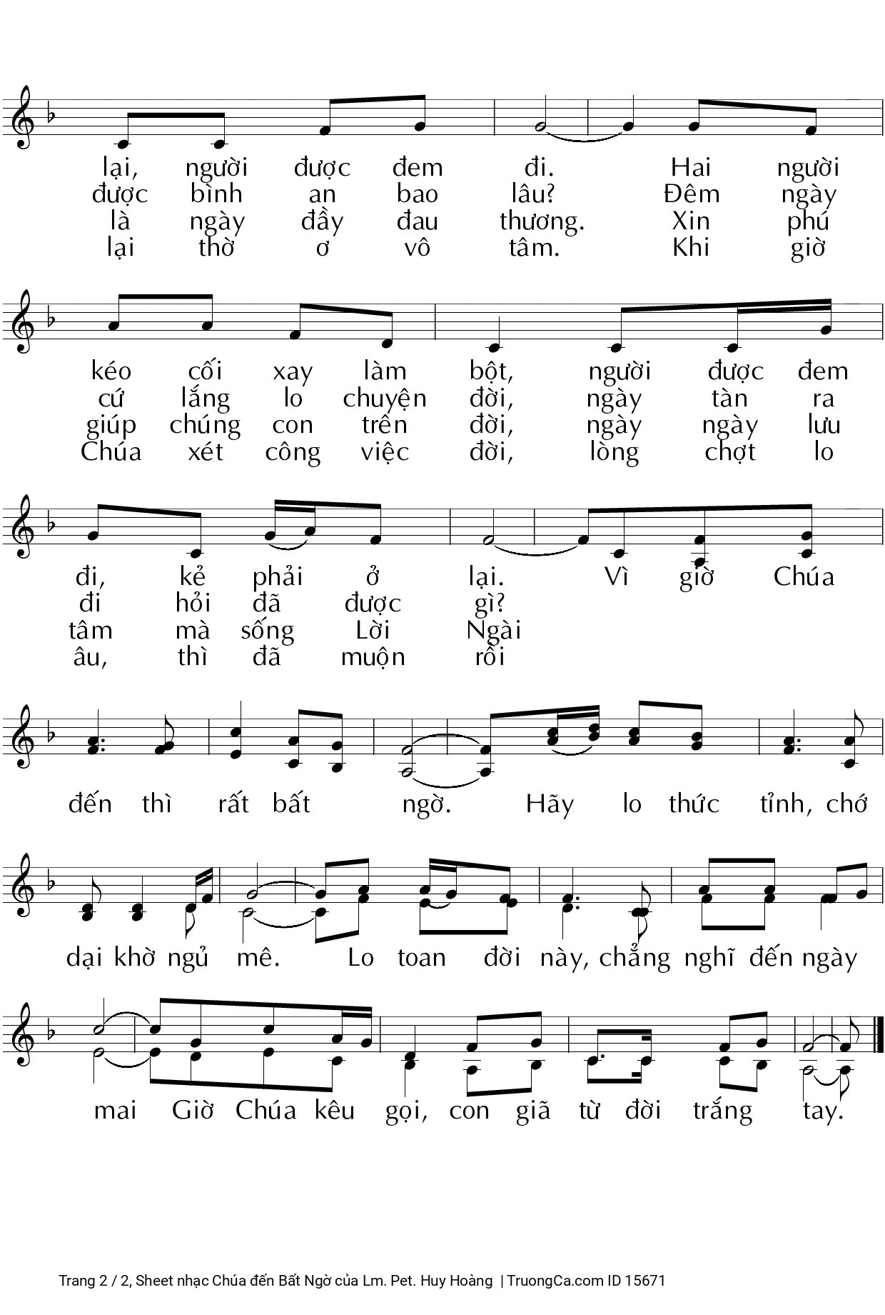Page 2 of Sheet music PDF Chúa đến Bất Ngờ - Lm. Pet. Huy Hoàng